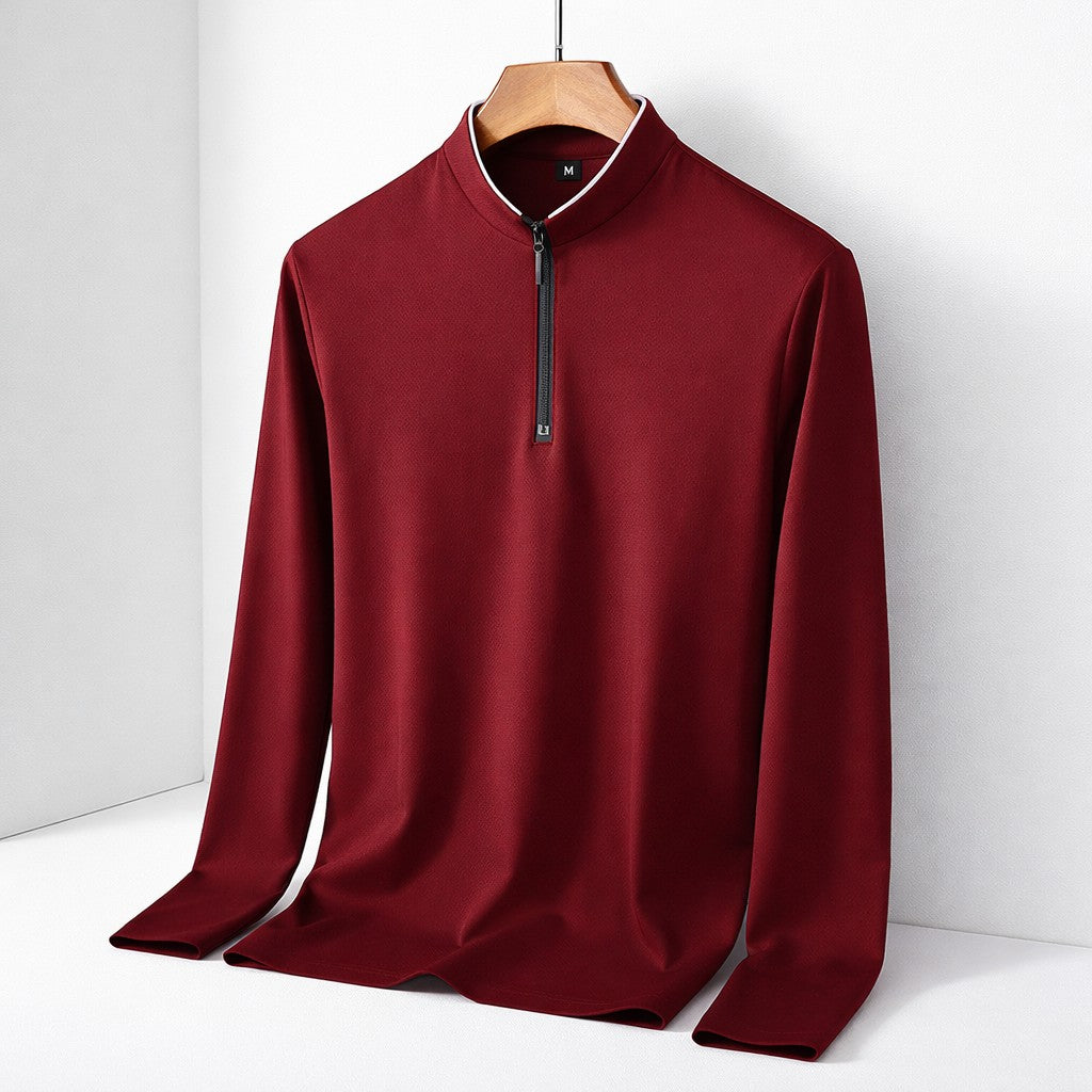 red-quarter zip pullover