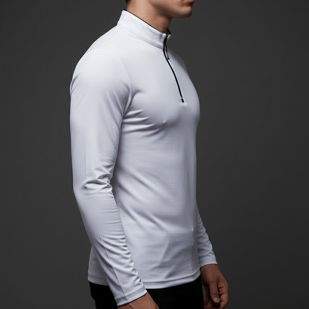 white-quarter zip pullover