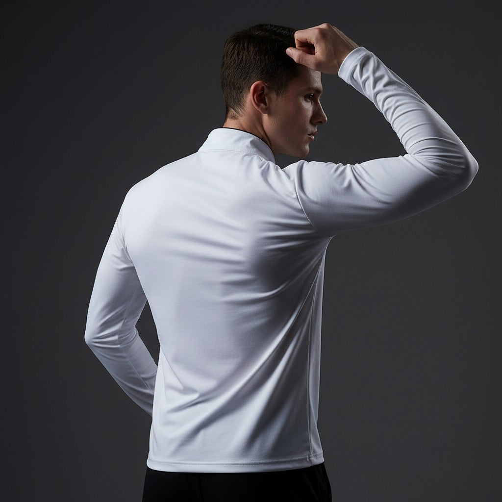 white-quarter zip pullover
