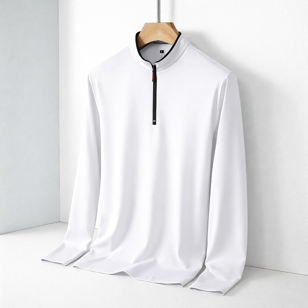 white-quarter zip pullover
