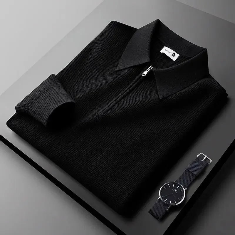 black-knit shirt