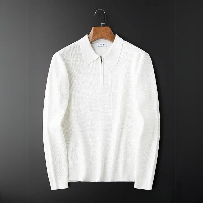 white-knit shirt