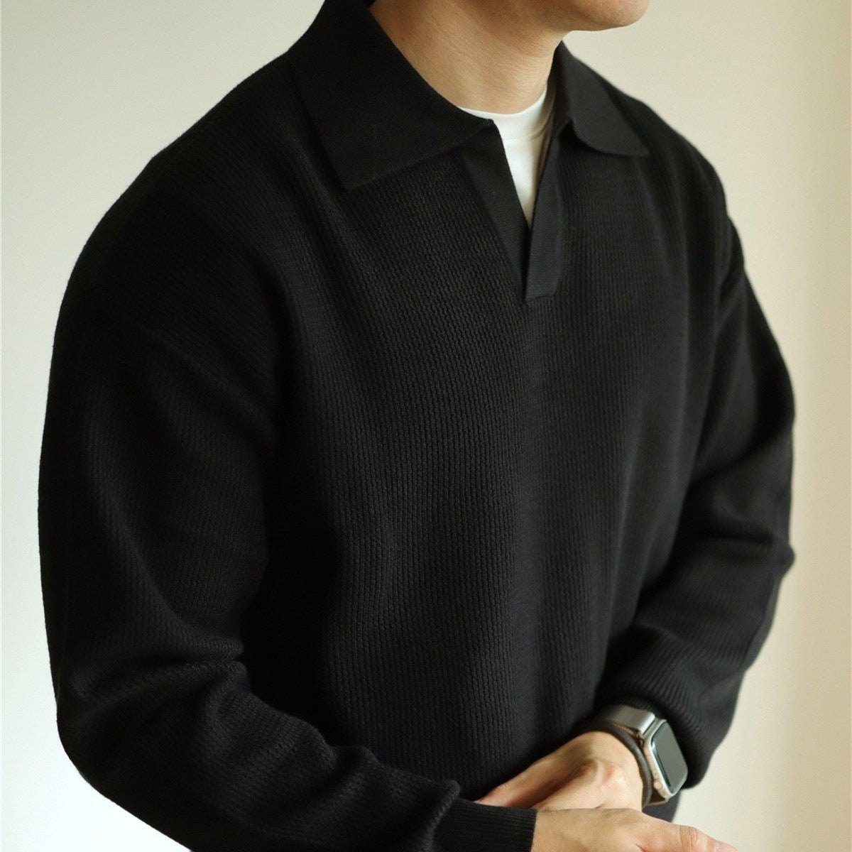 black-polo shirt