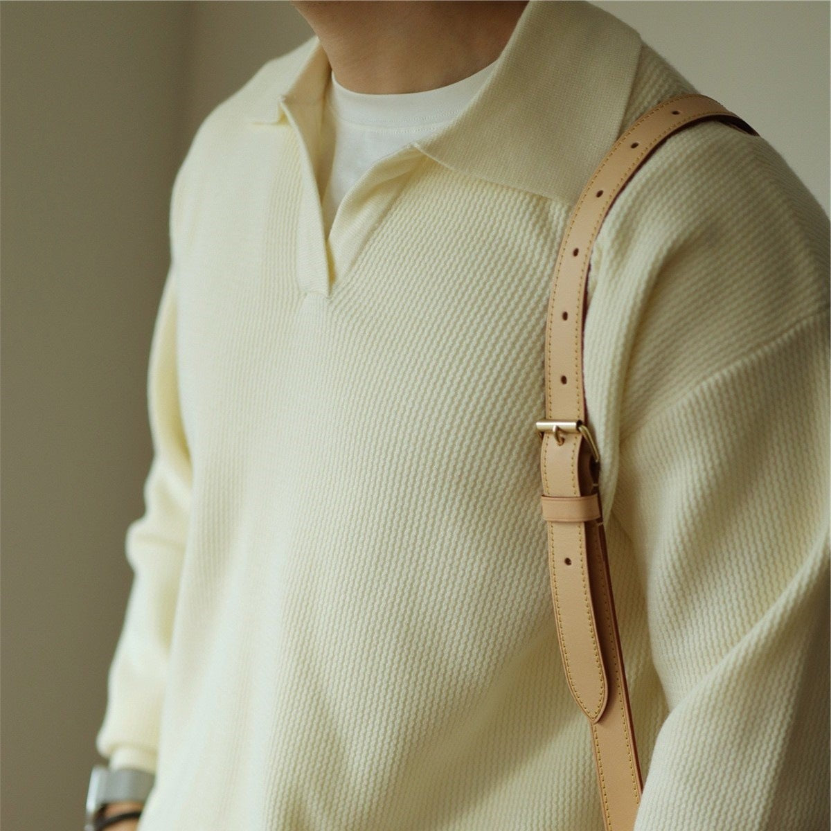 cream-polo shirt