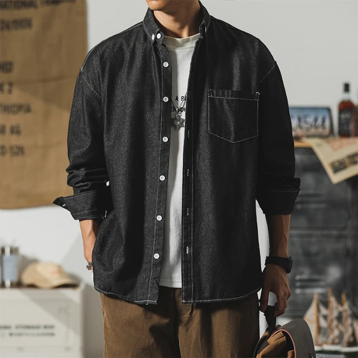 black-denim shirt