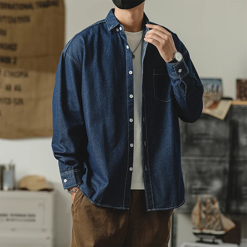 dark blue-denim shirt