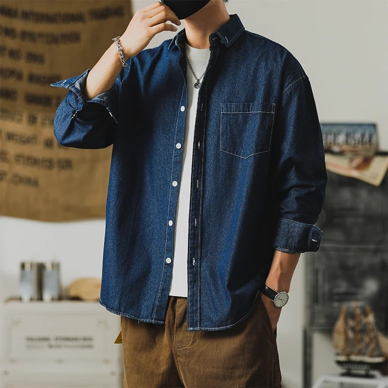 dark blue-denim shirt