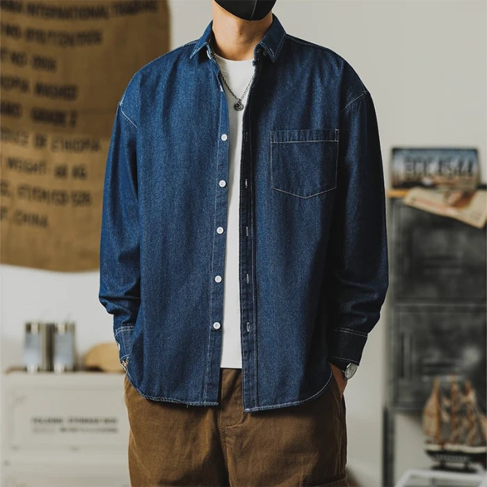 dark blue-denim shirt