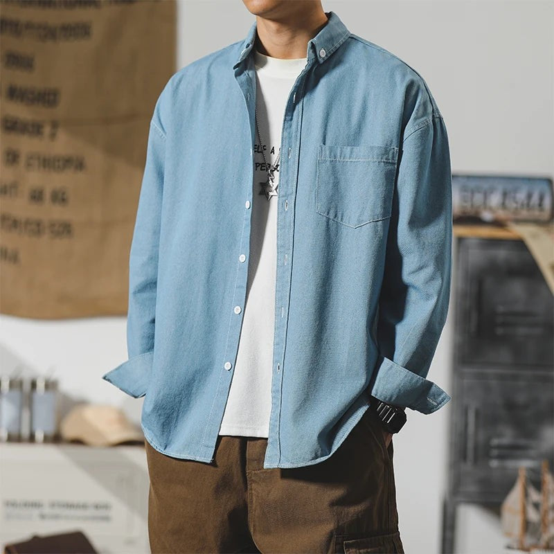 light blue-denim shirt