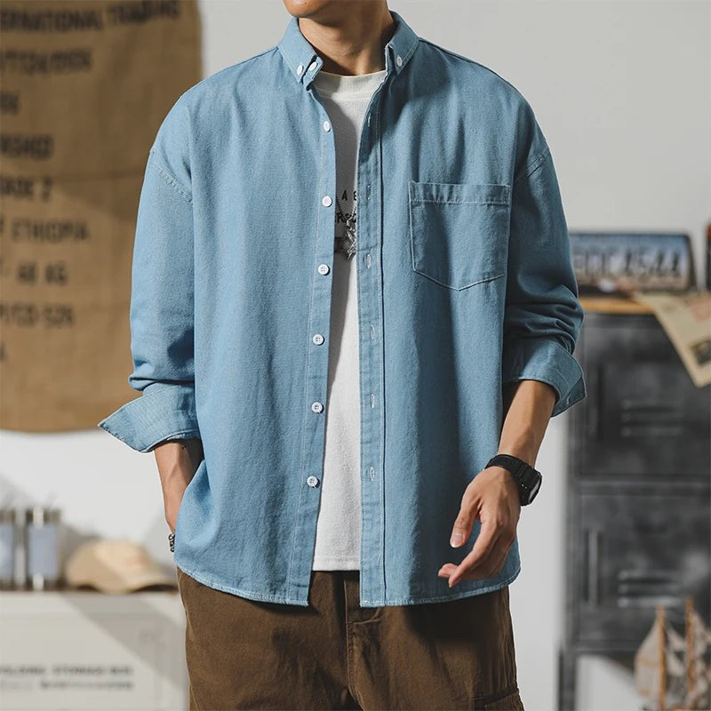 light blue-denim shirt