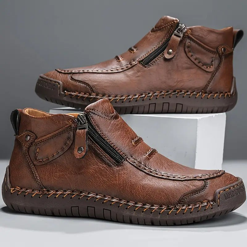 brown-ankle boots