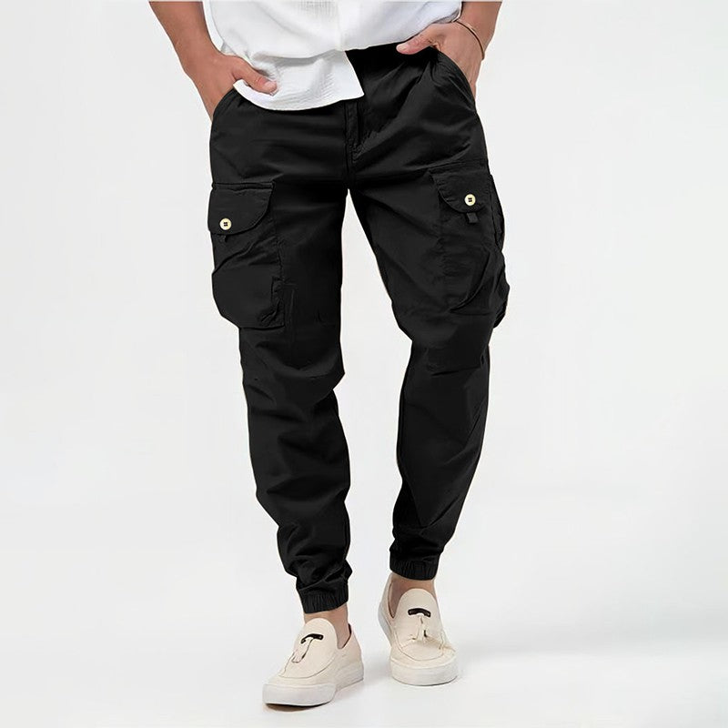 black-cargo joggers