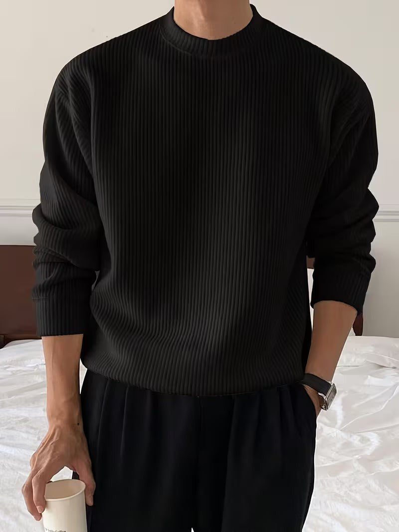 black-knit shirt