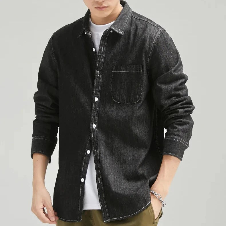 black-denim shirt