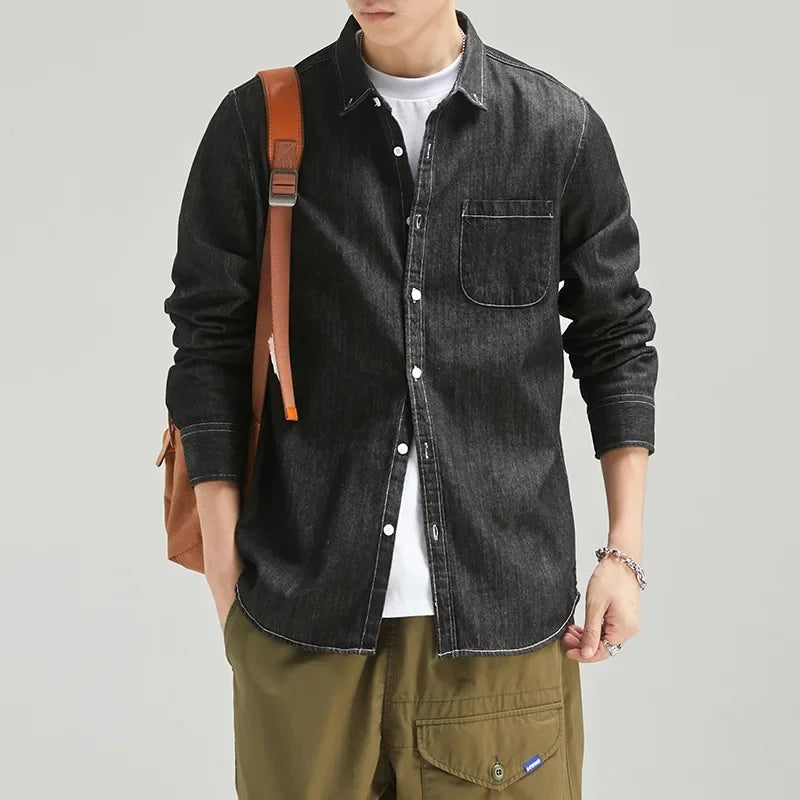 black-denim shirt