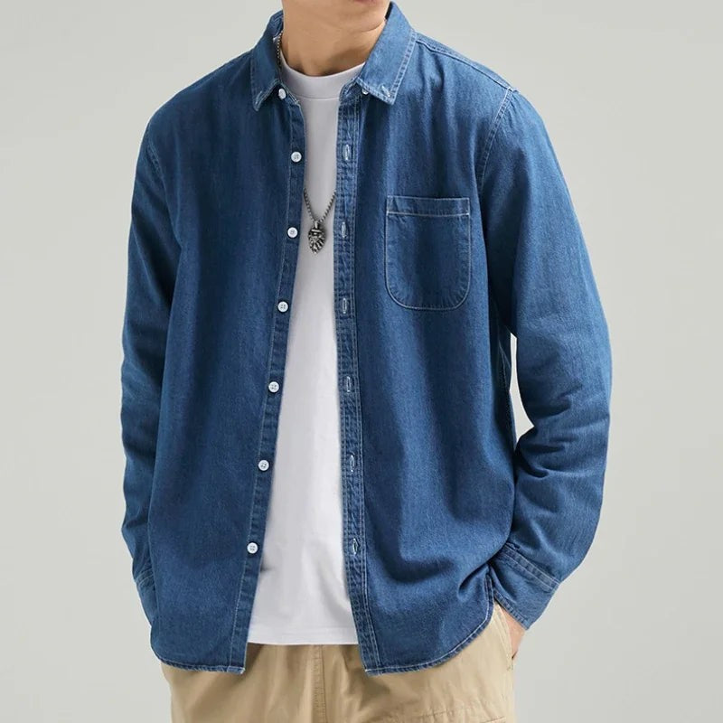 dark blue-denim shirt
