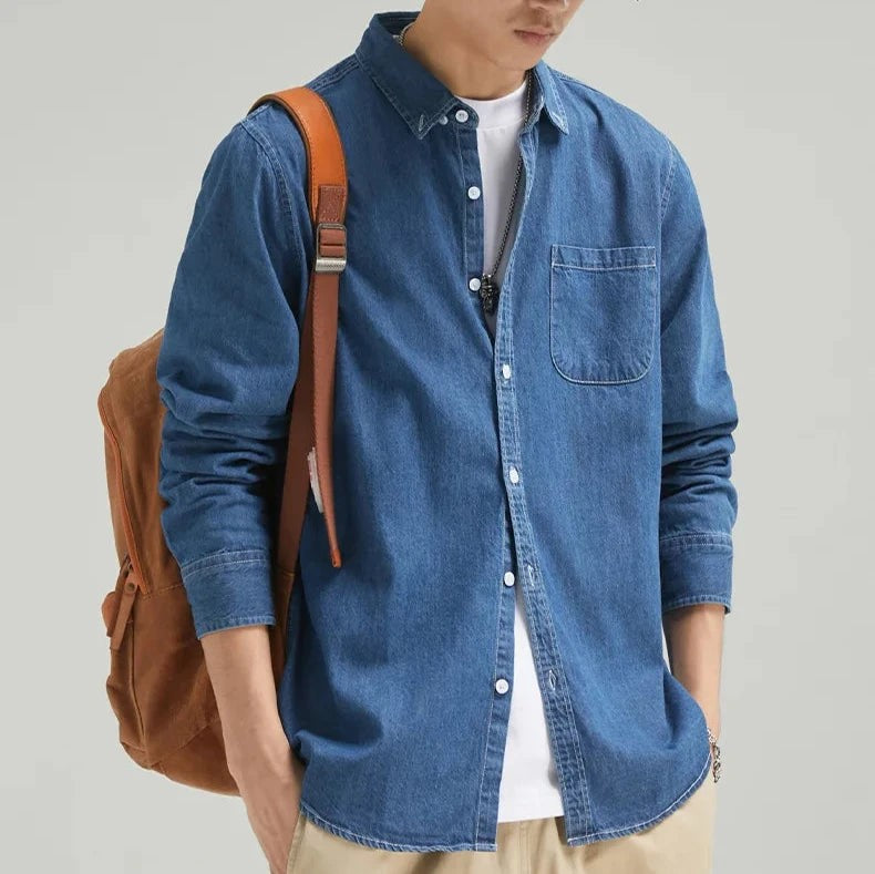 dark blue-denim shirt