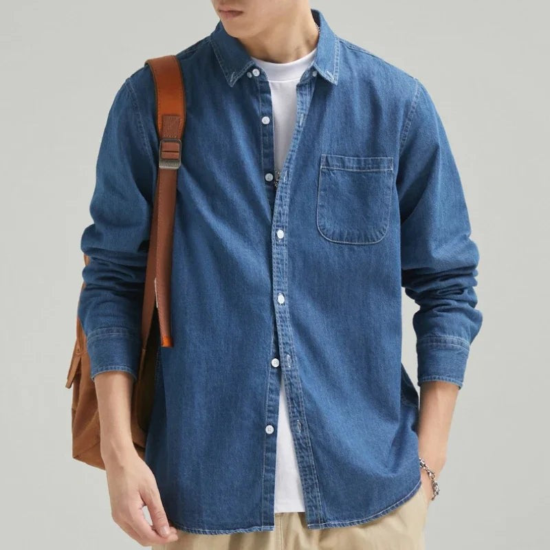 dark blue-denim shirt