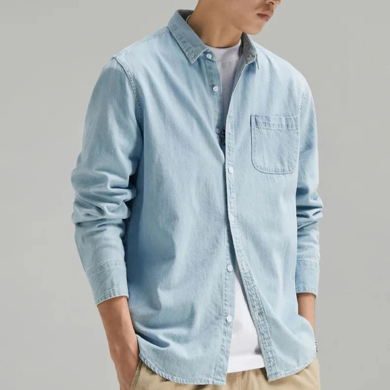 light blue-denim shirt