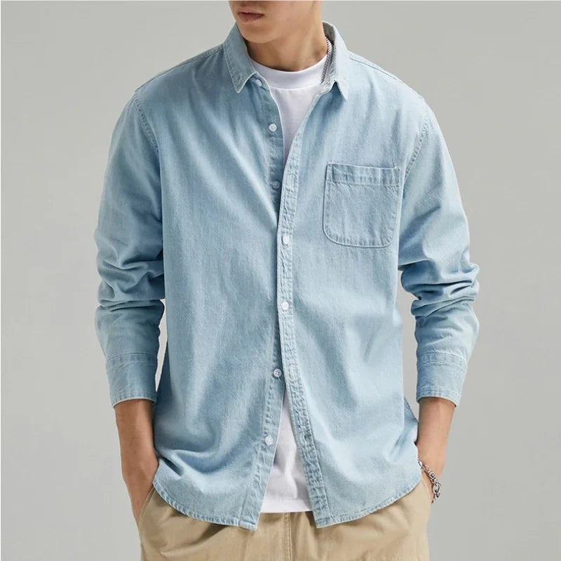 light blue-denim shirt