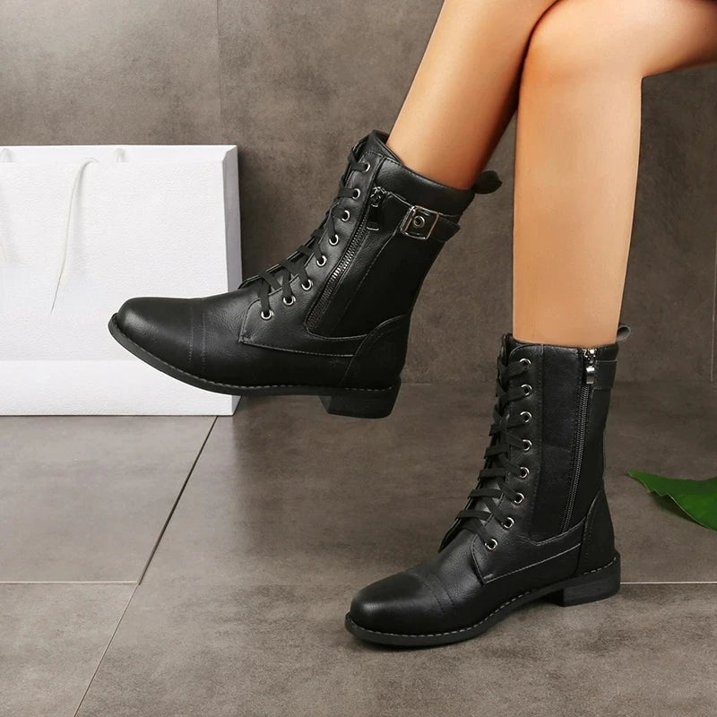 black-combat boots