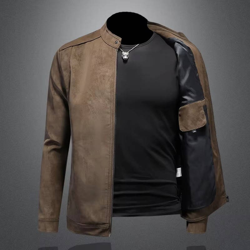 khaki-leather jacket