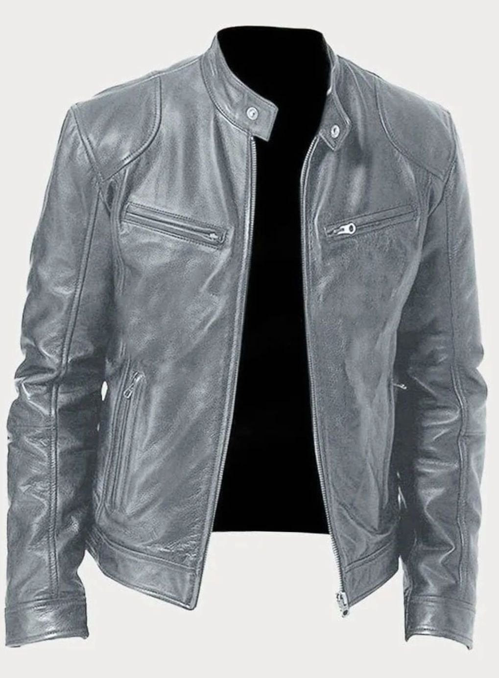 gray-leather jacket