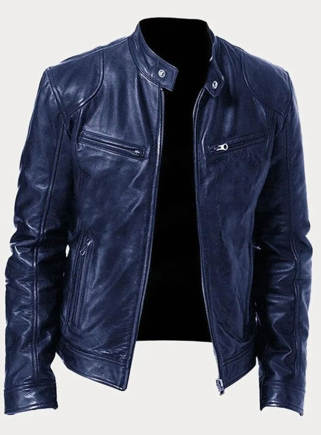 navy-leather jacket