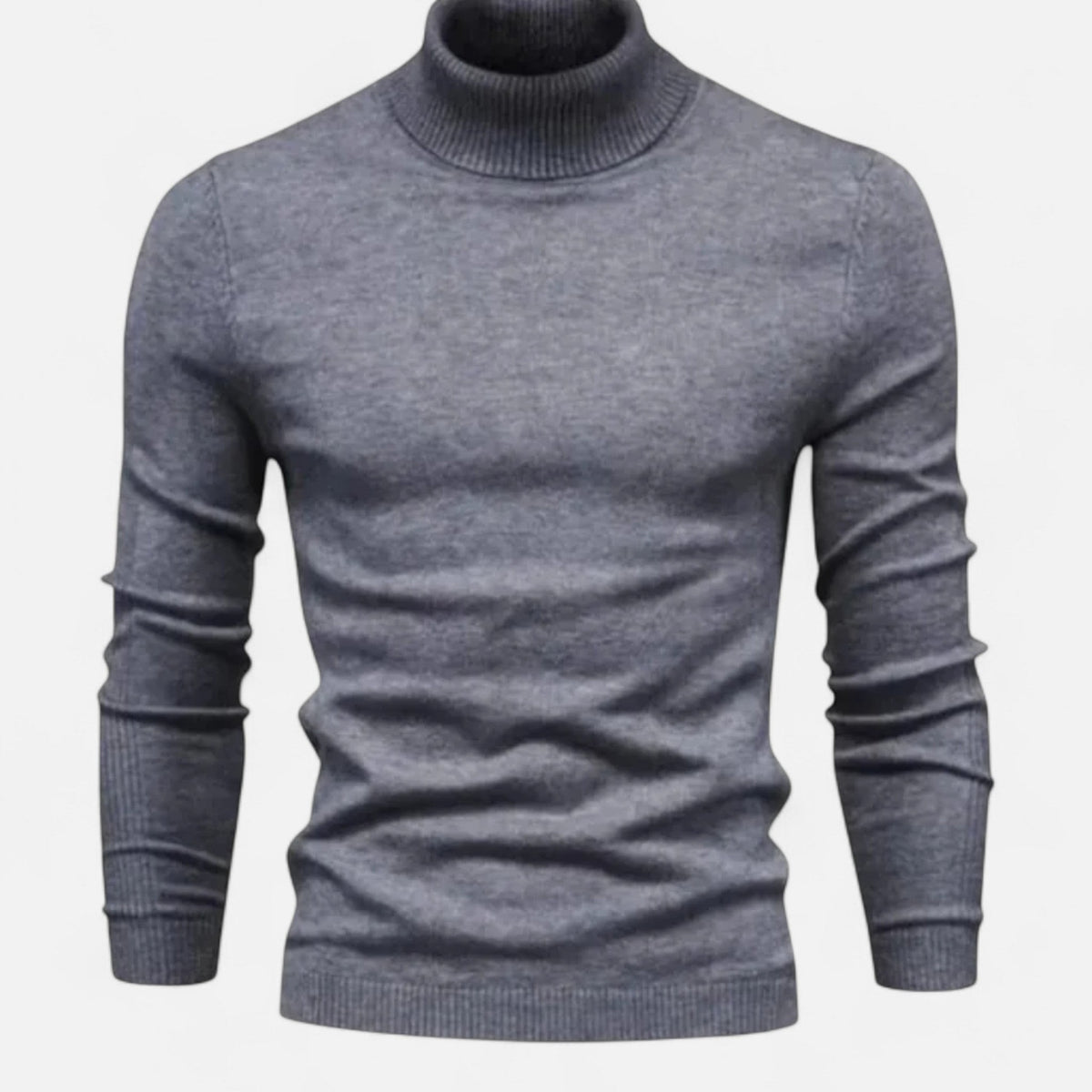 gray-turtleneck sweater