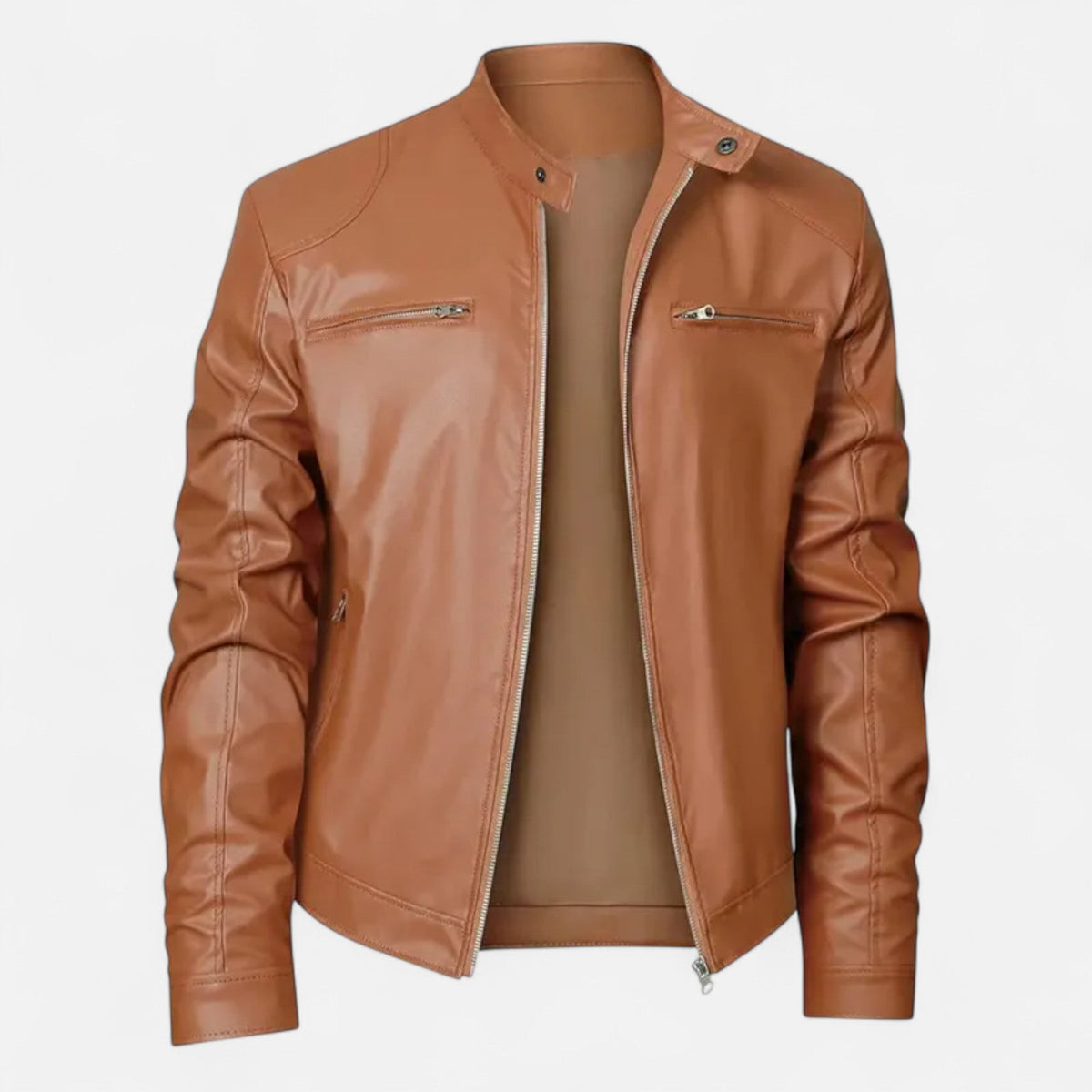 camel-leather jacket
