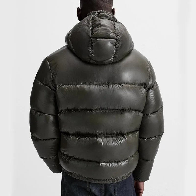 olive green-puffer jacket