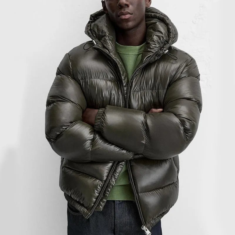 olive green-puffer jacket