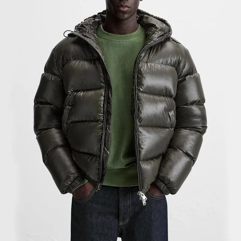 olive green-puffer jacket