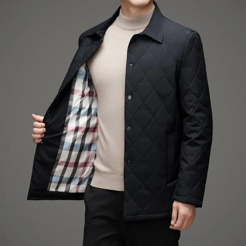 black-quilted jacket