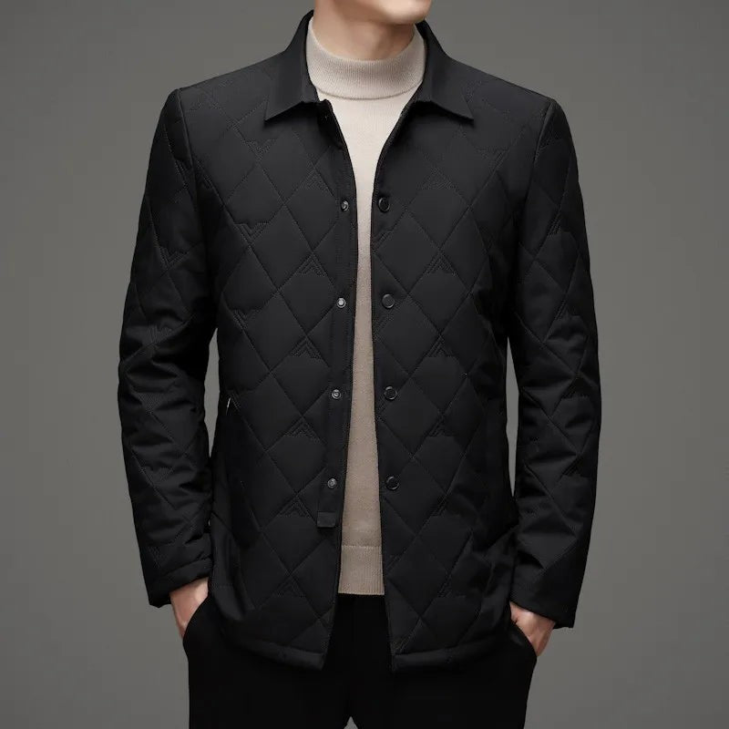 black-quilted jacket