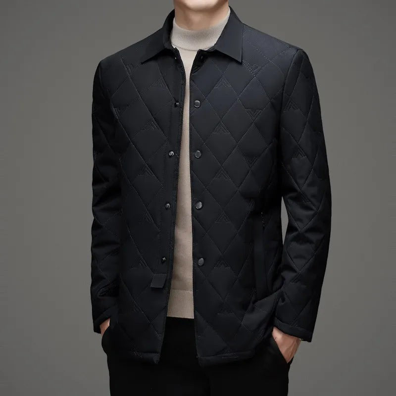 black-quilted jacket