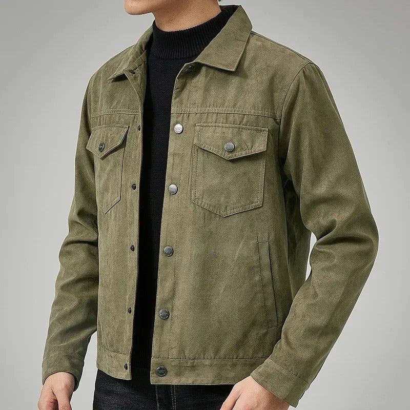 army green-trucker jacket