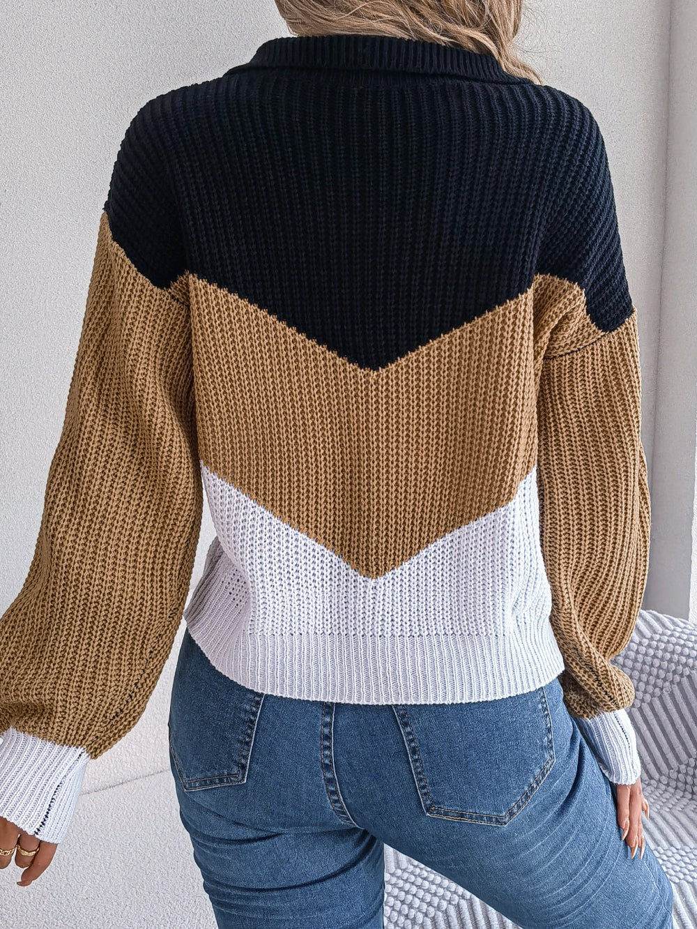 brown-v-neck sweater