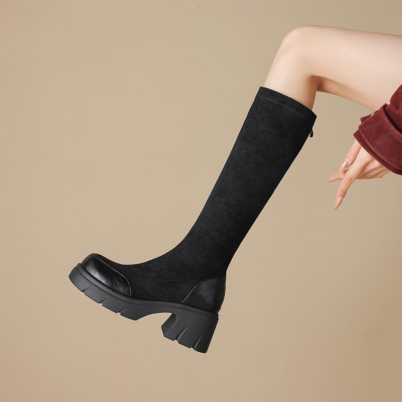 black-knee high boots