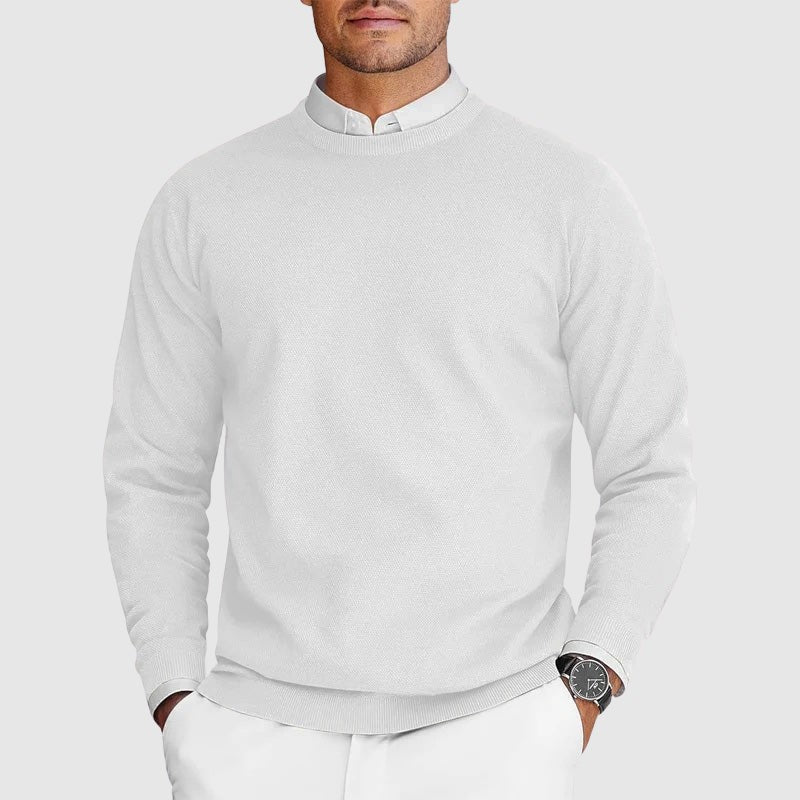 white-crew neck sweater