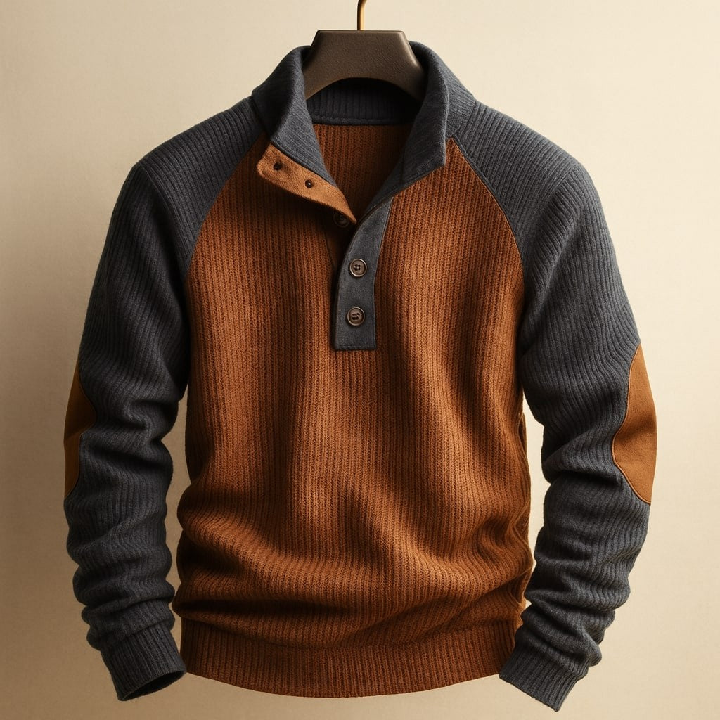 blue grey-knit sweater