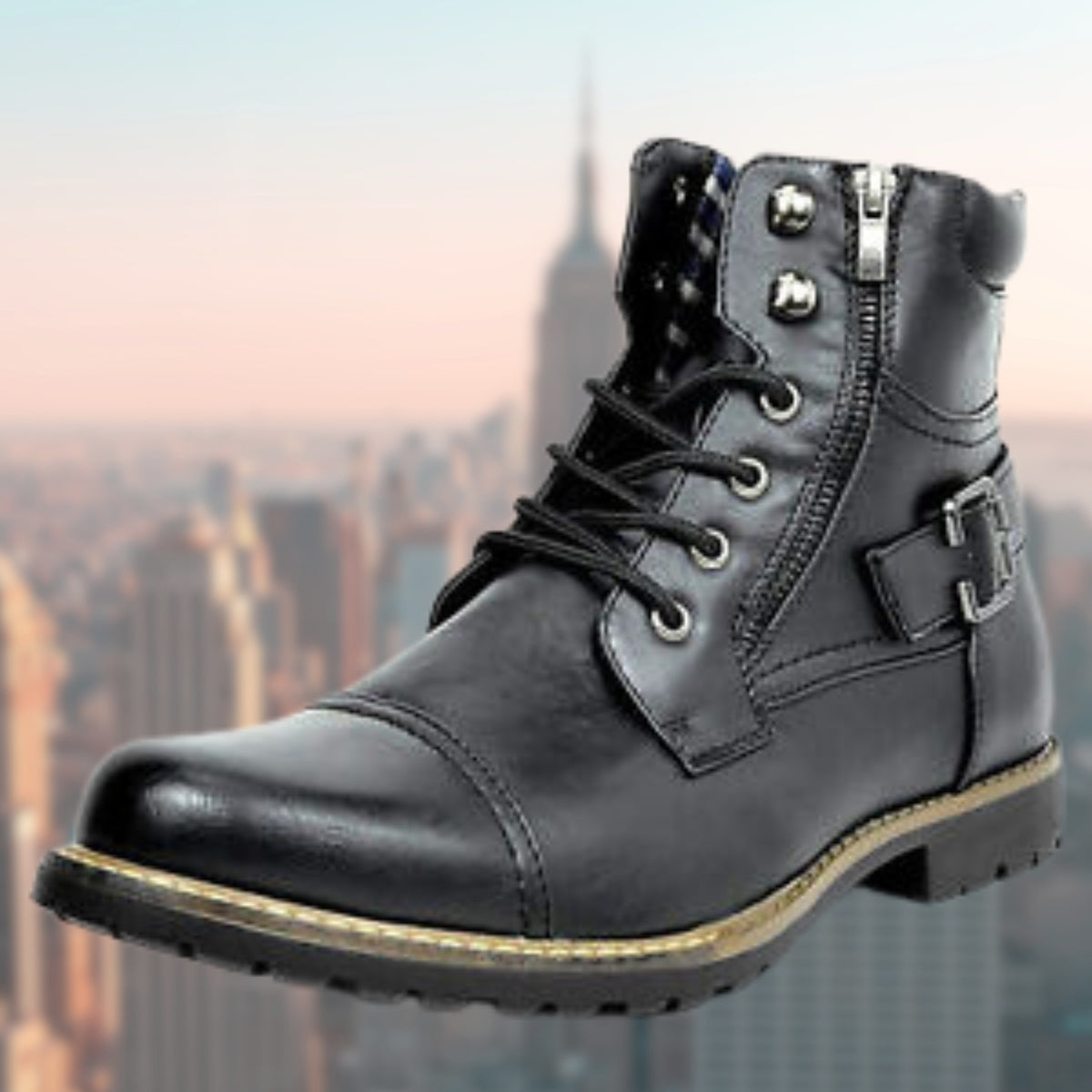 black-combat boots