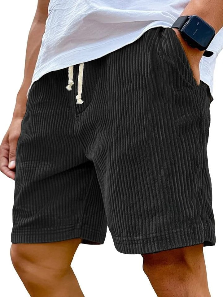 Cade drawstring corduroy shorts - Black