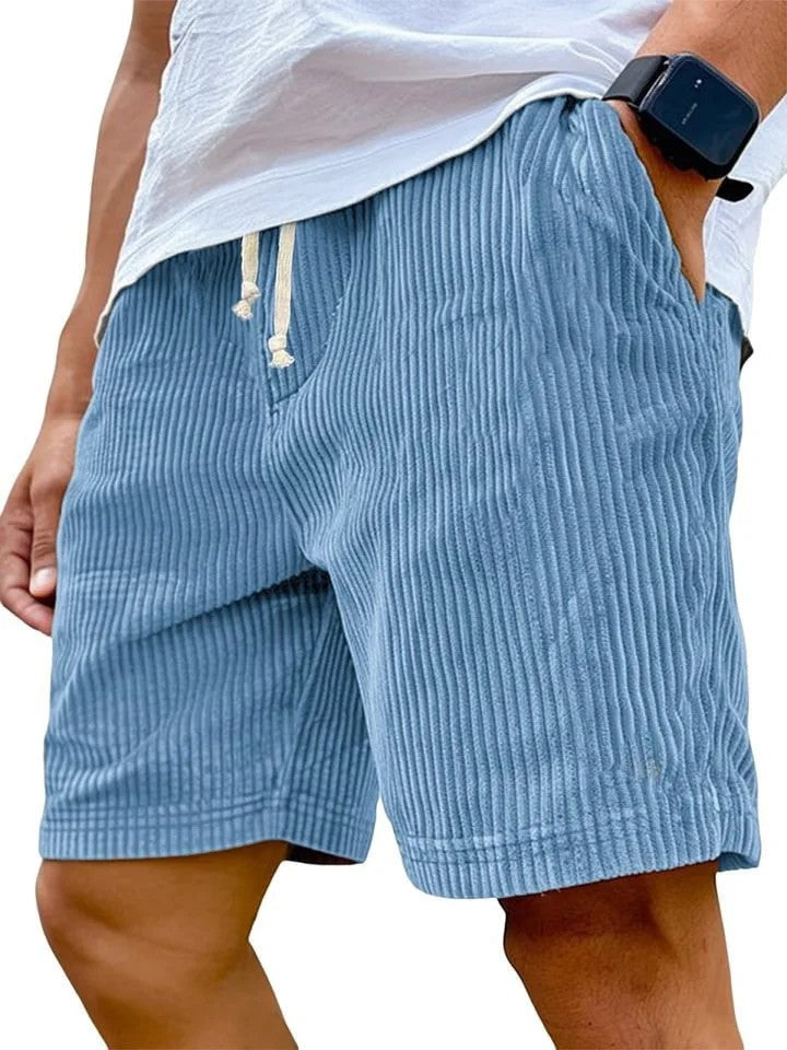 Cade drawstring corduroy shorts - Sky Blue