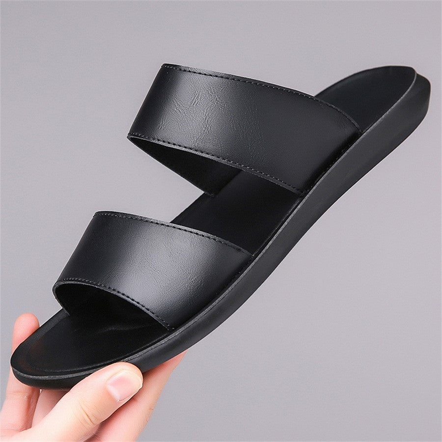 Cade leather slide sandals - Black