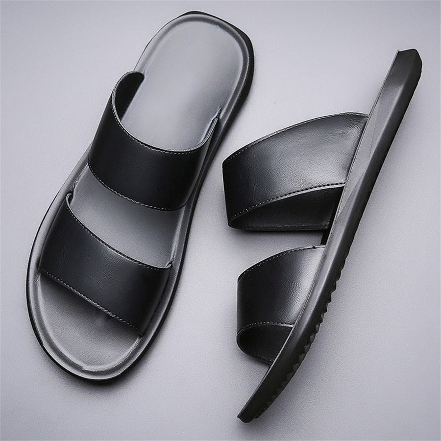 Cade leather slide sandals - Black