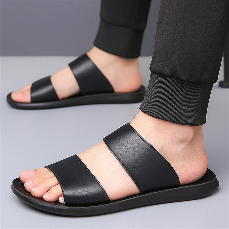 Cade leather slide sandals - Black