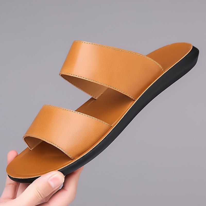 Cade leather slide sandals - Brown