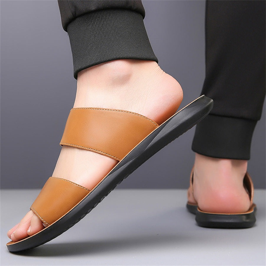 Cade leather slide sandals - Brown