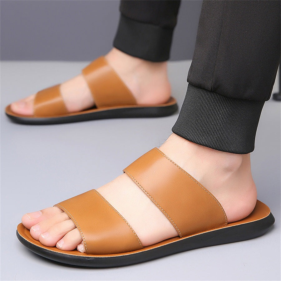 Cade leather slide sandals - Brown